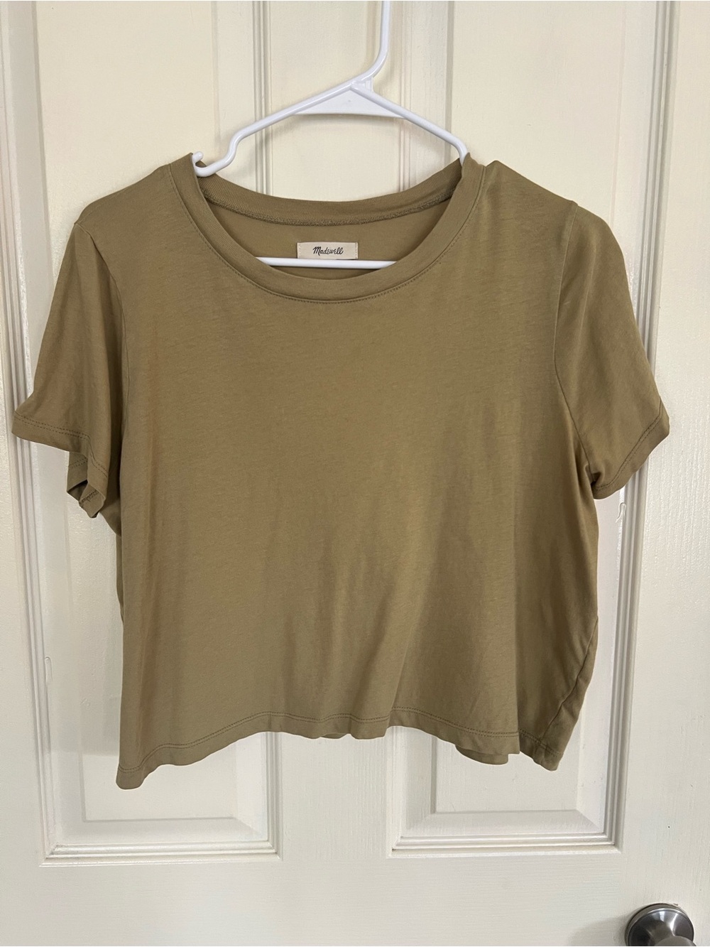 Madewell Olive Green Boxy Cropped Crewneck T Shirt Small